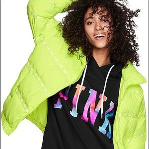 Victoria's Secret Pink Puffer Jacket NWT Lighting Lime Size Medium